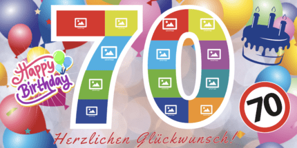 70 Jahre und ein Grund zu feiern – mit einem individuellen Geburtstagsbanner.