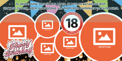 Erstelle einen einzigartigen Geburtstagsbanner mit einer Fotocollage deiner besten Erinnerungen aus den letzten 18 Jahren.