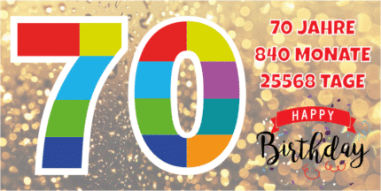 70 Jahre und ein Grund zu feiern – mit einem individuellen Geburtstagsbanner.