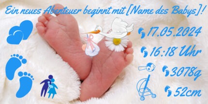 Erfreue die Familie mit einem niedlichen Banner zur Geburt, individuell anpassbar mit dem Namen des Babys. Perfekt für das erste Familienfoto.