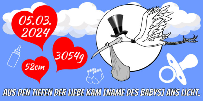 Erfreue die Familie mit einem niedlichen Banner zur Geburt, individuell anpassbar mit dem Namen des Babys. Perfekt für das erste Familienfoto.