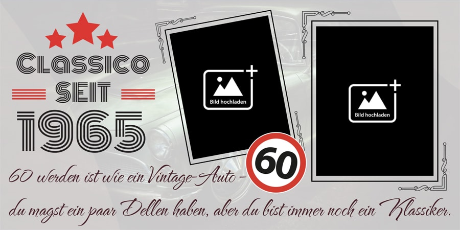 60 Jahre feiern – mit einem Geburtstagsbanner, den du individuell mit Fotos und Text gestalten kannst.