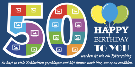 Geburtstagsbanner für den 50. Geburtstag – einzigartig mit deinem Foto und Text.