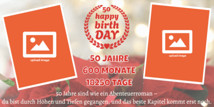 Geburtstagsbanner für den 50. Geburtstag – einzigartig mit deinem Foto und Text.