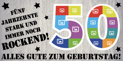 Perfekt für den 50. Geburtstag: Geburtstagsbanner mit Foto und persönlichen Botschaften.