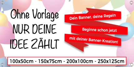 Geburtstagsbanner selbst gestalten: Erinnerungen festhalten und Freude schenken!
Verwandele deine schönsten Momente in ein unvergessliches Geburtstagsbanner!
Mit unserem benutzerfreundlichen Online-Konfigurator gestaltest du ganz einfach ein individuelles Geburtstagsbanner, das dem Geburtstagskind ein Lächeln ins Gesicht zaubern wird.
