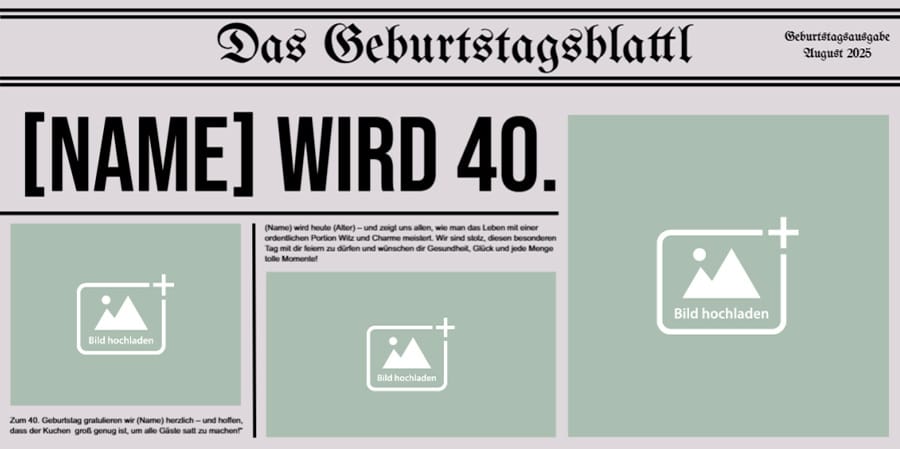 Mache den 40. Geburtstag zur Top-Schlagzeile mit unserem humorvollen "Geburtstagsblattl" Banner!