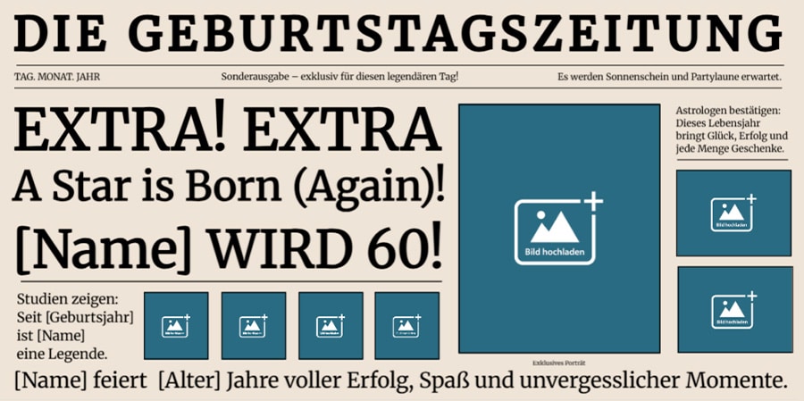 Extra! Extra! Gestalte deine ganz persönliche "Geburtstagszeitung" als humorvollen Banner!