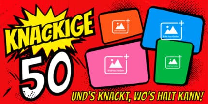 Warum dieser "Knackige 50" Banner ein Hit ist:

 	Augenzwinkernder Humor: Der Spruch ist witzig, aber niemals böse, und spricht die Realität mit einem Schmunzeln an.
 	Voll personalisierbar: Füge den Namen des Geburtstagskindes und das Alter hinzu, um diesen personalisierten 50er Banner frech zu einem einzigartigen Geschenk zu machen.
 	Farbenfrohes Design: Mit leuchtenden Farben und einem ansprechenden Layout ist der Banner ein echter Blickfang.
 	Robuste Qualität: Gefertigt aus langlebigem Material, ist dieser humorvolle Banner 50 für jede Art von Party geeignet.

Sorge für beste Stimmung und unvergessliche Fotos! Bestelle jetzt diesen lustigen 50. Geburtstag Banner "Knackige 50" und feiere das halbe Jahrhundert mit einem Lachen!