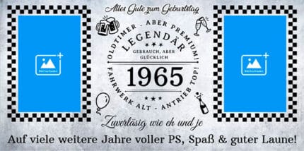 Vintage Geburtstagsbanner Legendär Design im Oldtimer-Look mit Baujahr und Rennflaggen zum 60. Geburtstag.